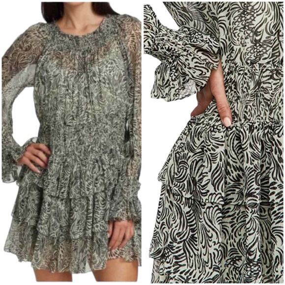 Cinq a Sept Janelle Sheer Lightweight Mini Ruffle Casual Dress Size US 6 - Picture 11 of 11